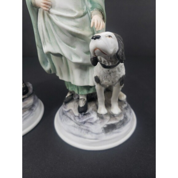 Andrea by Sadek Boy & Girl Dog Bisque Porcelain Figurines Ethan Allen 3213A VTG - Picture 5 of 16
